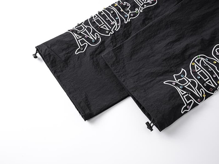 Side Gothic Letter Full Rhinestone Casual Pants 29116540