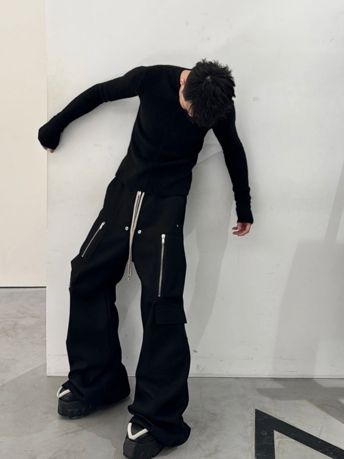 1:1 quality version Zip Pocket Wide-Leg Floor-Length Cargo Long Pants 29143788