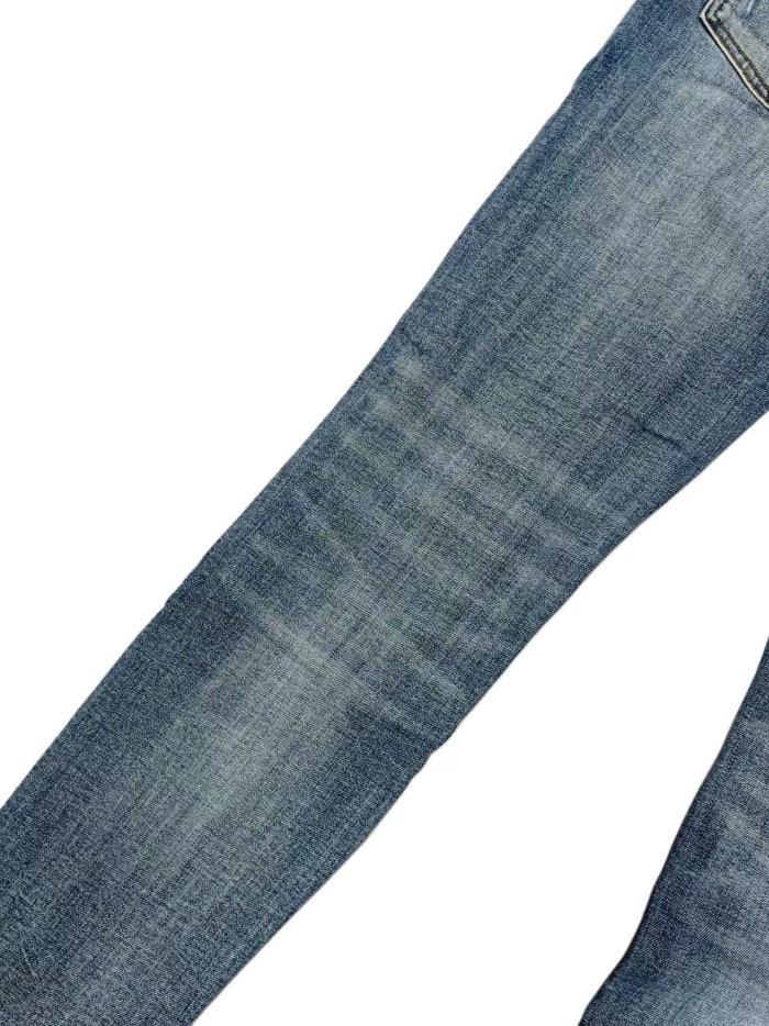 1:1 quality version Vintage Destroyed Cutout Light Blue Denim Applique Letter Embroidery Jeans 29143937