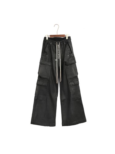 1:1 quality version Coated Wax Brushed Wide-Leg Flare Cargo Pants 29143789
