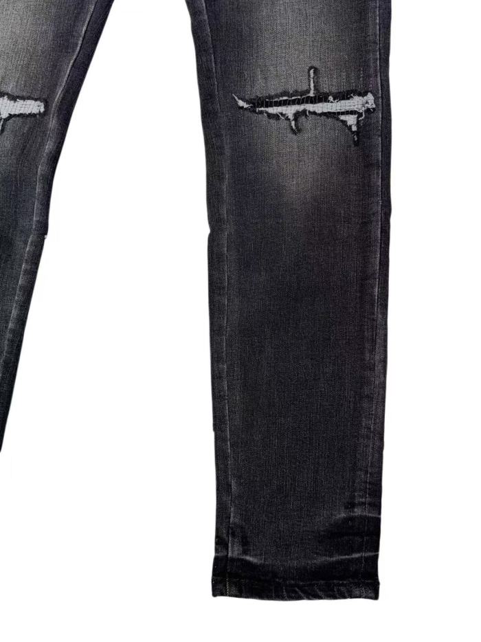 1:1 quality version  Washed Multi Layer Distressed Rip Silver Thread IRI Embroidery Jeans 29143954