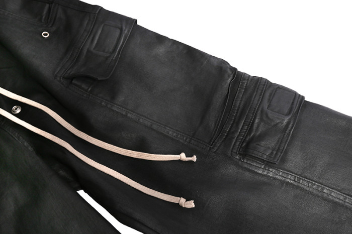 1:1 quality version Coated Wax Brushed Wide-Leg Flare Cargo Pants 29143789