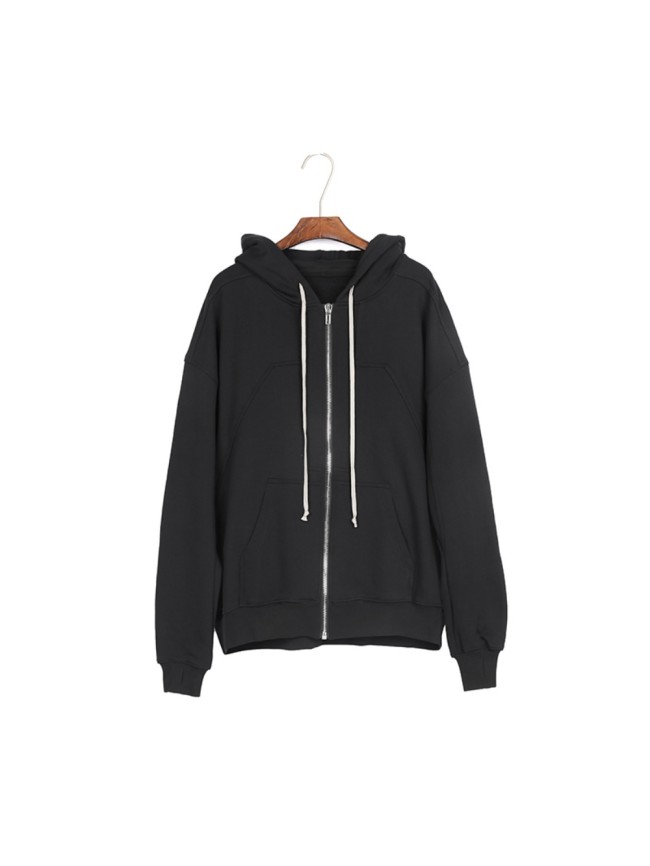 1:1 quality version Deconstructed Panel Solid Color Zip-Up Hoodie 29143784