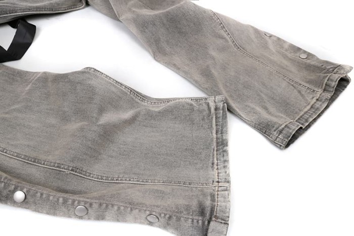 1:1 quality version Washed Gray Vintage Button-Fly Denim Long Pants 29143786