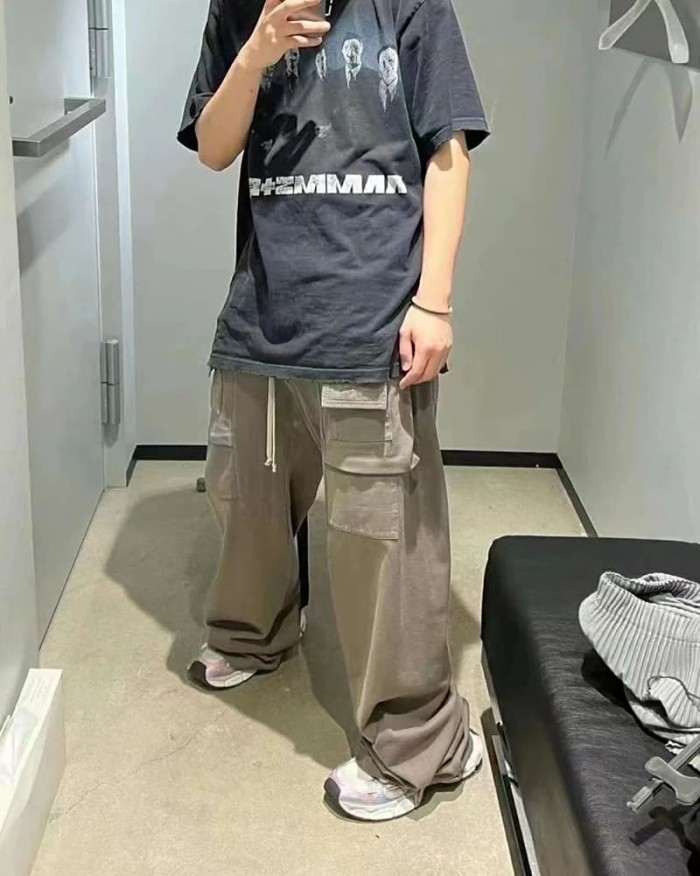 1:1 quality version Multi-Pocket Wide-Leg Double Ring Pants 2 colors 29143785