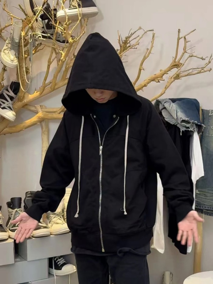 1:1 quality version Deconstructed Panel Solid Color Zip-Up Hoodie 29143784