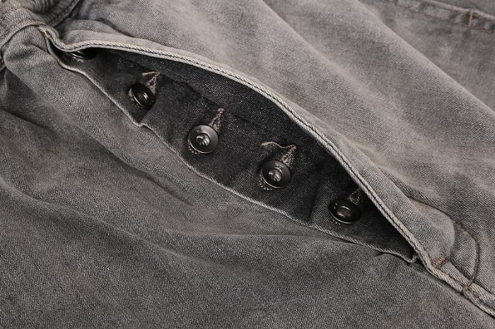 1:1 quality version Washed Gray Vintage Button-Fly Denim Long Pants 29143786