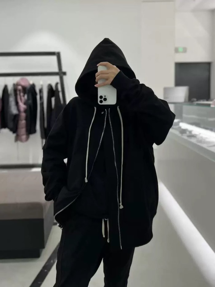 1:1 quality version Deconstructed Panel Solid Color Zip-Up Hoodie 29143784