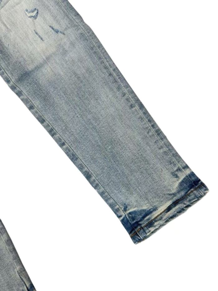 1:1 quality version Distressed Ripped Red Liner Patch Red IRI Embroidery Letter Slim Skinny Denim Jeans 29143923