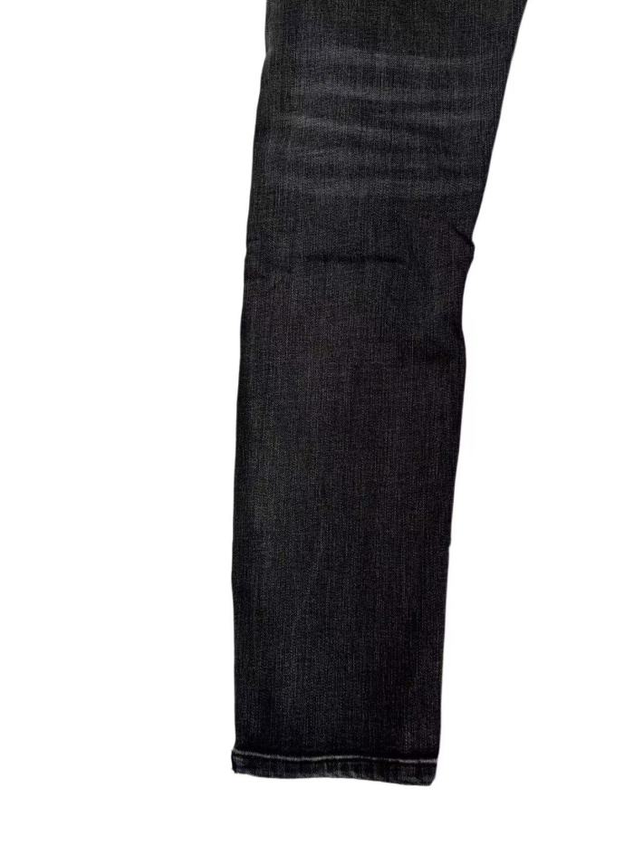 1:1 quality version Wash Multi Frayed Ripped Solid Black 3D ARI Letter Embroidery Slim Jeans 29143960