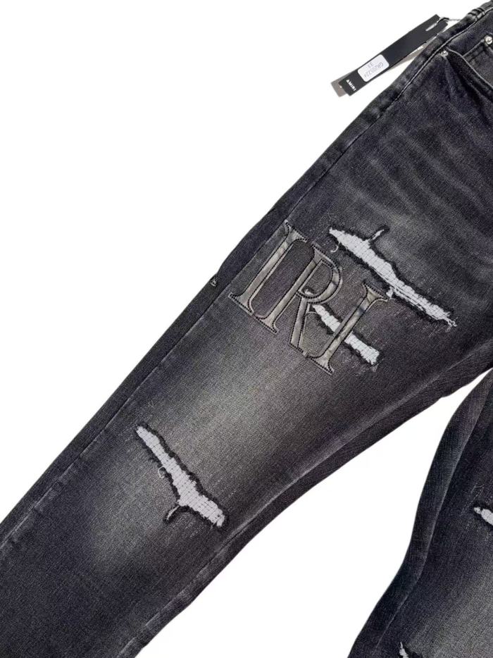 1:1 quality version  Washed Multi Layer Distressed Rip Silver Thread IRI Embroidery Jeans 29143954