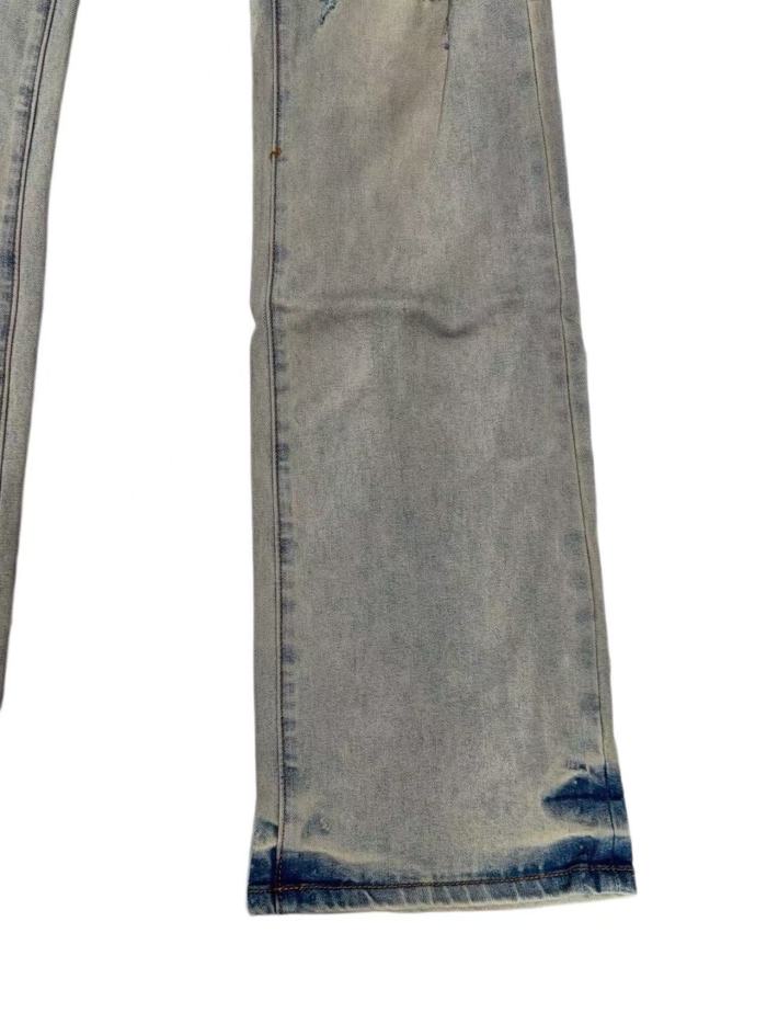 1:1 quality version Vintage Antique Gray Faded Destroyed Ripped Flare Jeans 29164293