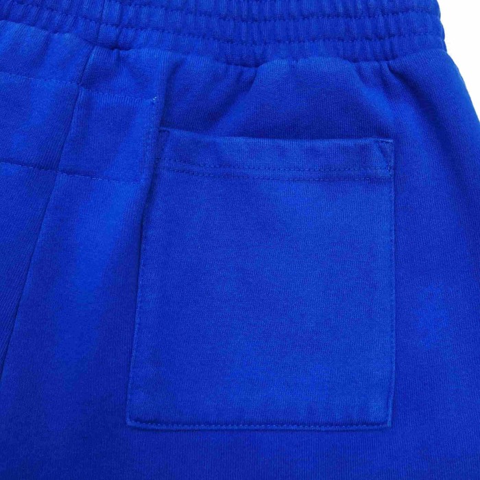 [Big & Tall for weights up to 220 lbs]1:1 quality version Yellow Letter Blue Mesh Print Crew Neck Sweatshirt & Shorts Set 29168715