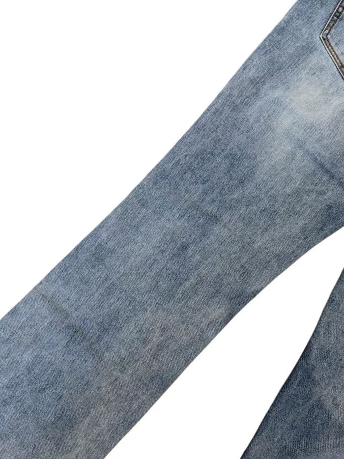 1:1 quality version Vintage Faded Light Blue Crystal Rhinestone Spider Web Flare Jeans 29164292