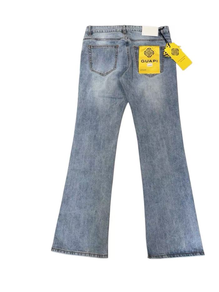 1:1 quality version Vintage Faded Light Blue Crystal Rhinestone Spider Web Flare Jeans 29164292