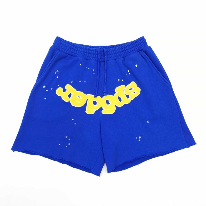 [Big & Tall for weights up to 220 lbs]1:1 quality version Yellow Letter Blue Mesh Print Crew Neck Sweatshirt & Shorts Set 29168715