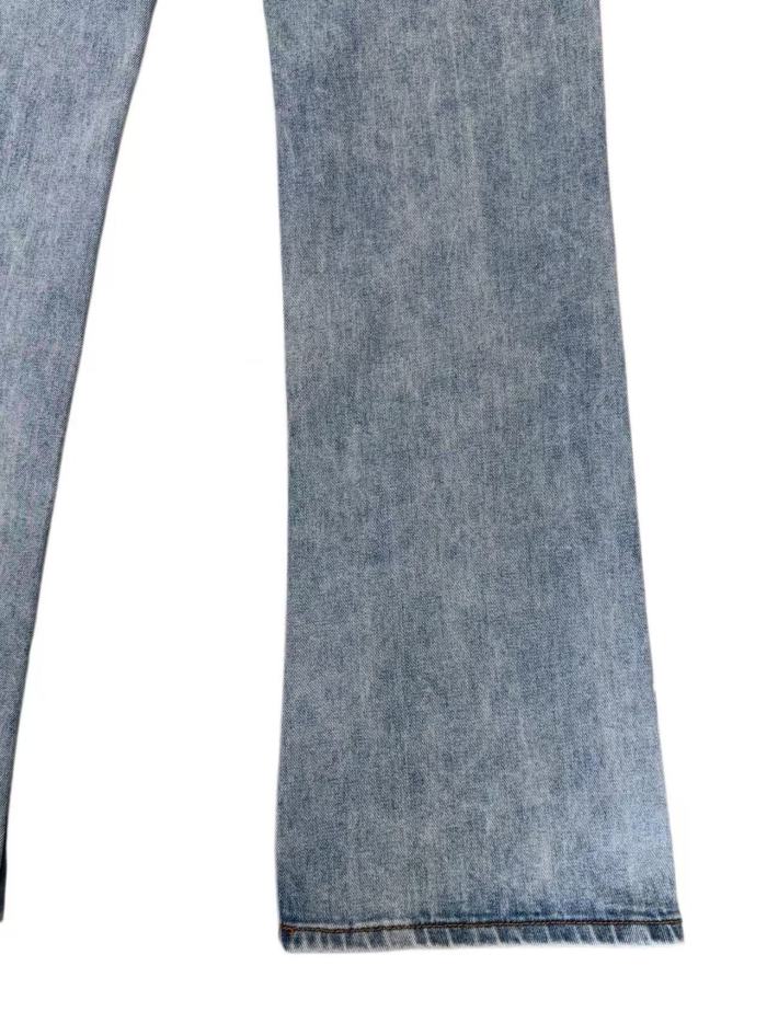 1:1 quality version Vintage Faded Light Blue Crystal Rhinestone Spider Web Flare Jeans 29164292