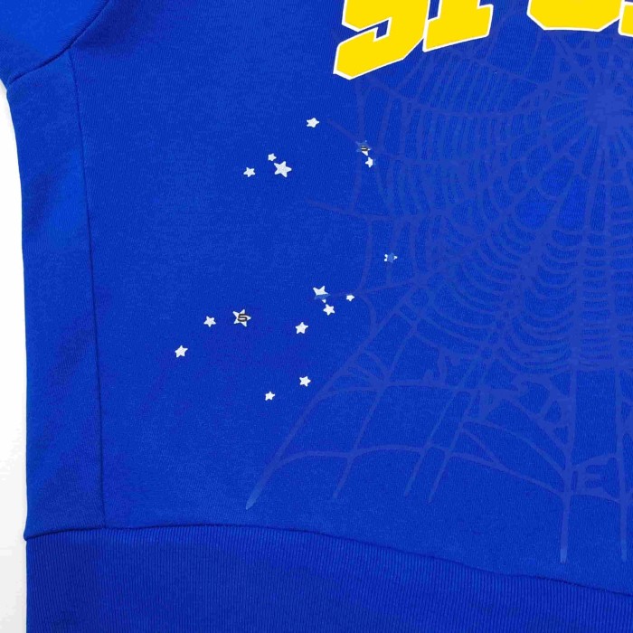 [Big & Tall for weights up to 220 lbs]1:1 quality version Yellow Letter Blue Mesh Print Crew Neck Sweatshirt & Shorts Set 29168715
