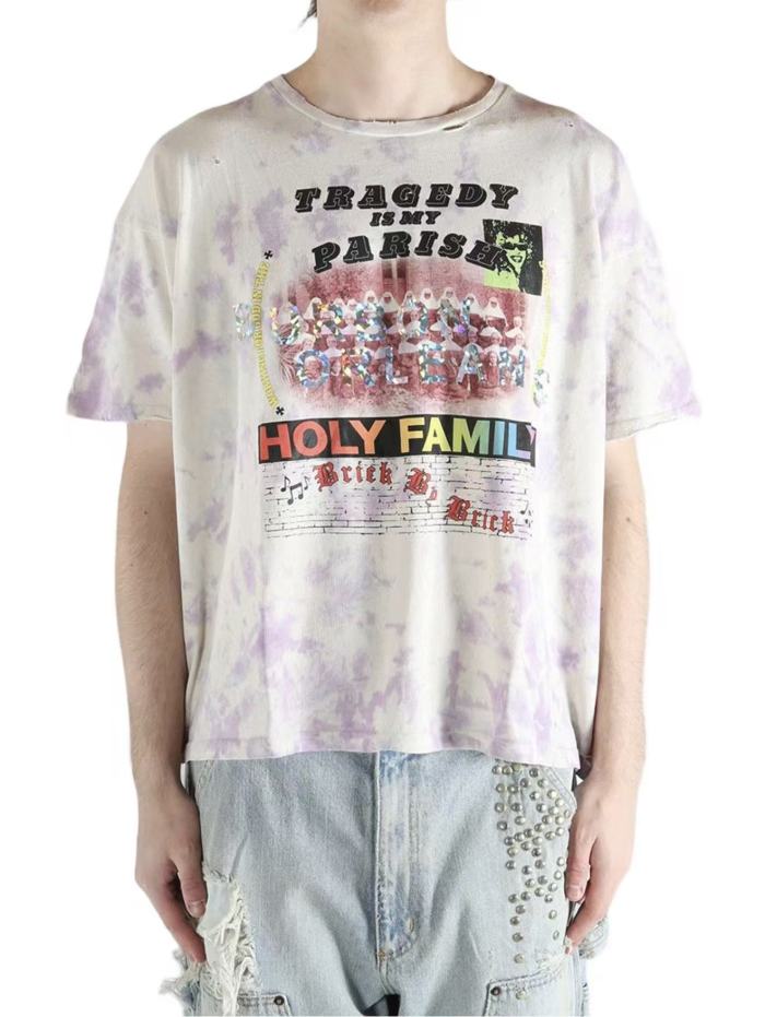 [Big & Tall for weights up to 220 lbs]1:1 quality version Saint Tribe Light Purple Tie-Dye Print Tee 29166497
