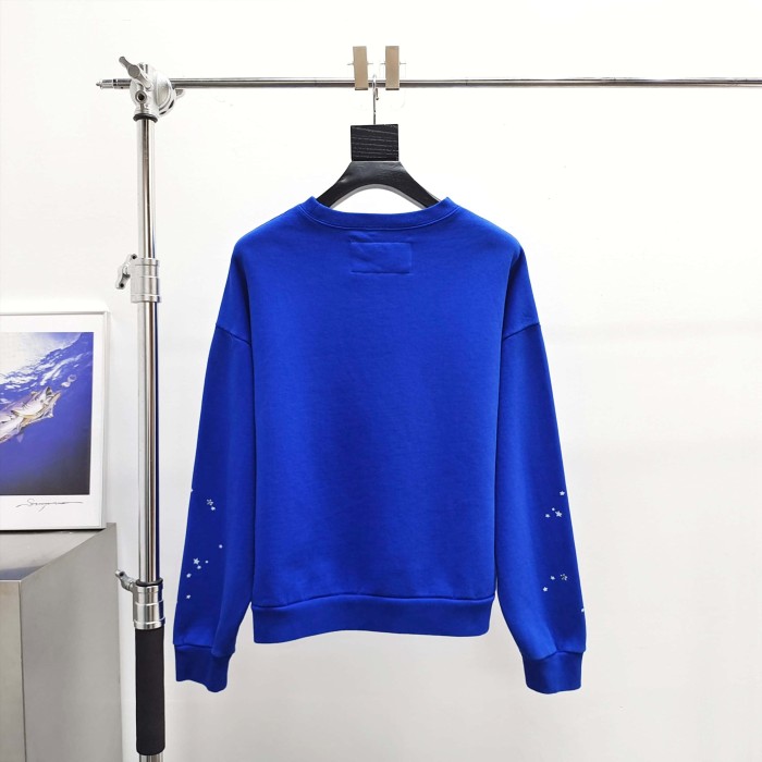 [Big & Tall for weights up to 220 lbs]1:1 quality version Yellow Letter Blue Mesh Print Crew Neck Sweatshirt & Shorts Set 29168715