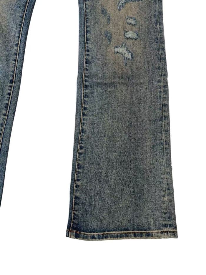 1:1 quality version Vintage Washed Distressed Flare  Destroyed Bootcut Denim Jeans 29164287