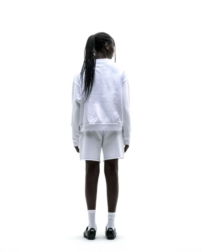 [Big & Tall for weights up to 220 lbs]1:1 quality version Blue Letter Gray Mesh Print Crew Neck Sweatshirt & Shorts Set 29168716