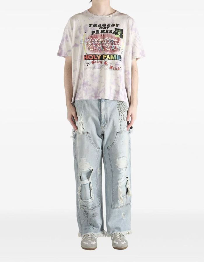 [Big & Tall for weights up to 220 lbs]1:1 quality version Saint Tribe Light Purple Tie-Dye Print Tee 29166497