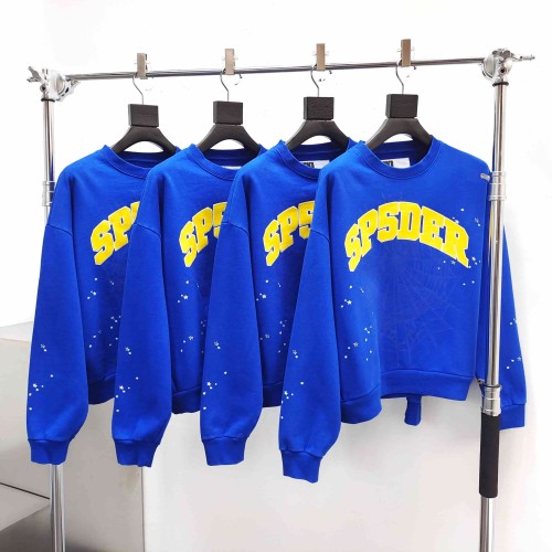 [Big & Tall for weights up to 220 lbs]1:1 quality version Yellow Letter Blue Mesh Print Crew Neck Sweatshirt & Shorts Set 29168715
