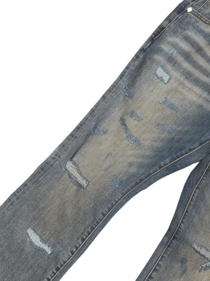 1:1 quality version Vintage Washed Distressed Flare  Destroyed Bootcut Denim Jeans 29164287
