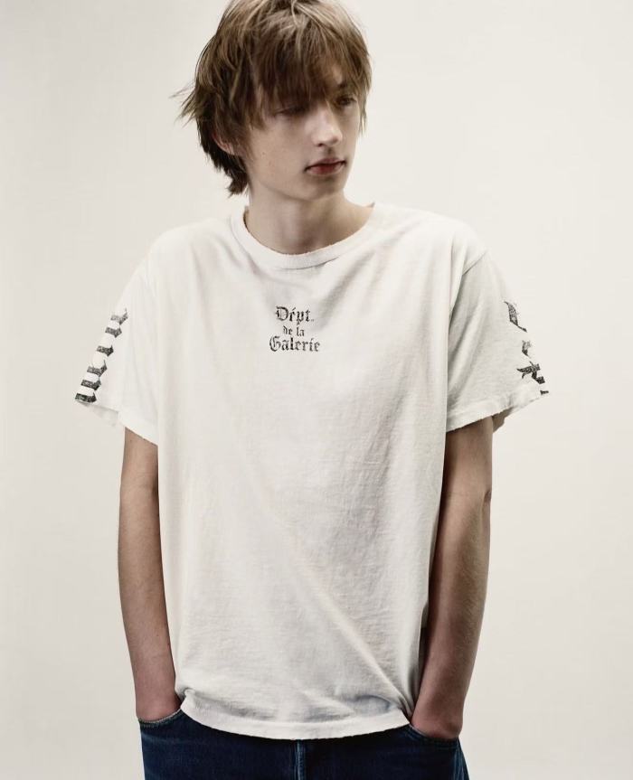 [Big & Tall for weights up to 220 lbs]1:1 quality version Gothic Black Letter White Print Washed Tee 29166493