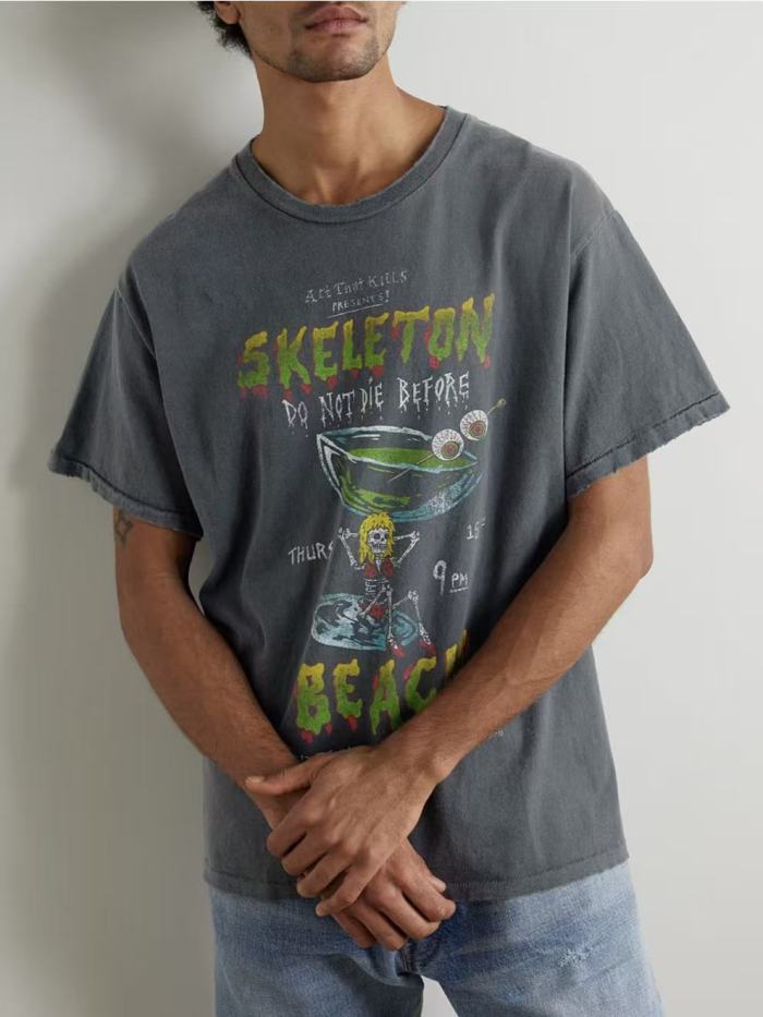 [Big & Tall for weights up to 220 lbs]1:1 quality version Threat Beach Black Print Washed Tee 29166494