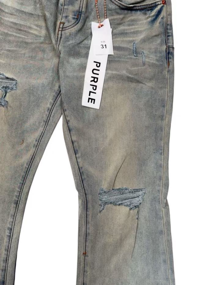 1:1 quality version Vintage Antique Gray Faded Destroyed Ripped Flare Jeans 29164293