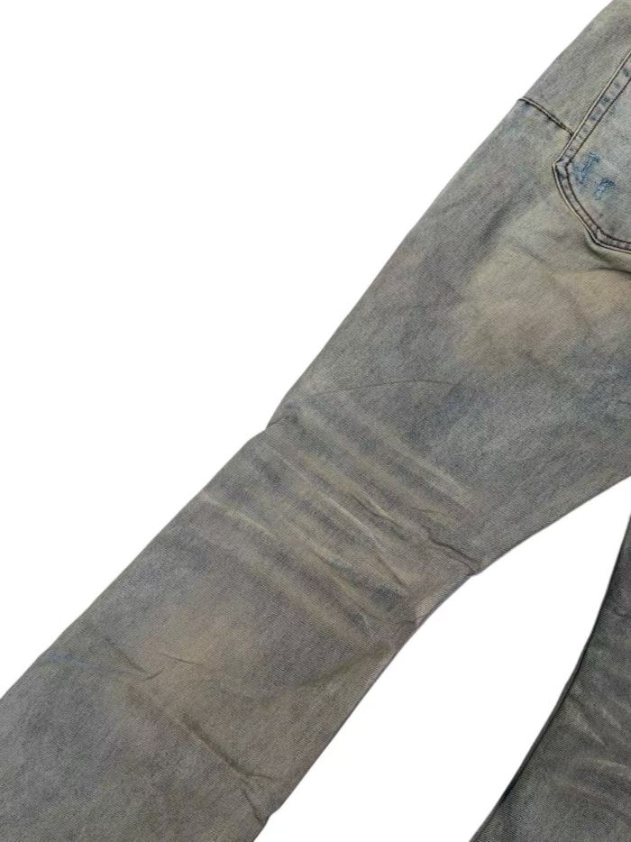 1:1 quality version Vintage Antique Gray Faded Destroyed Ripped Flare Jeans 29164293