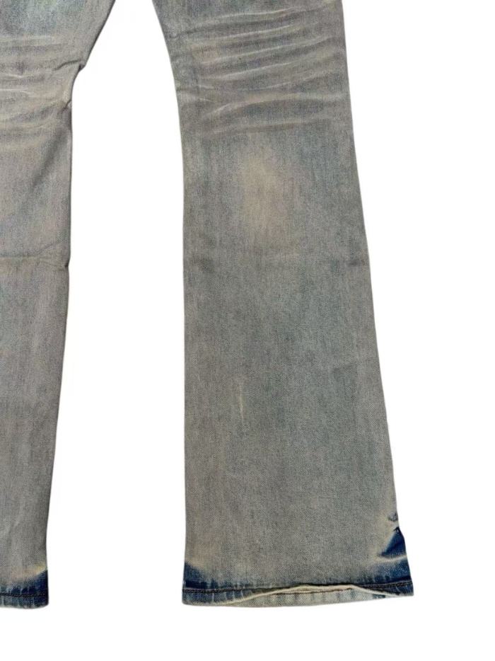 1:1 quality version Vintage Antique Gray Faded Destroyed Ripped Flare Jeans 29164293