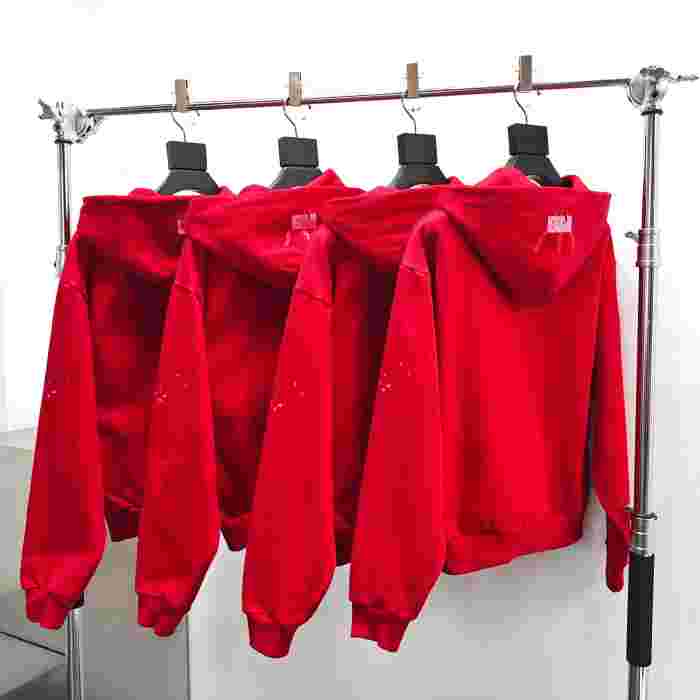 [Big & Tall for weights up to 220 lbs]1:1 quality version 555 Bright Red Zip Up Hoodie & Shorts Set 29204989