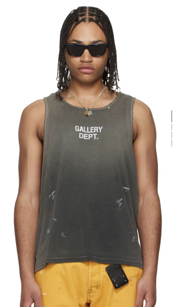 [Big & Tall for weights up to 220 lbs]1:1 quality version White Spray Letter Black Print Washed Tank Top 29213961