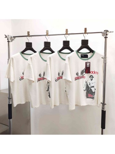 [Big & Tall for weights up to 220 lbs]1:1 quality version Double Horse Green Collar Beige Print Washed Tee 29213969