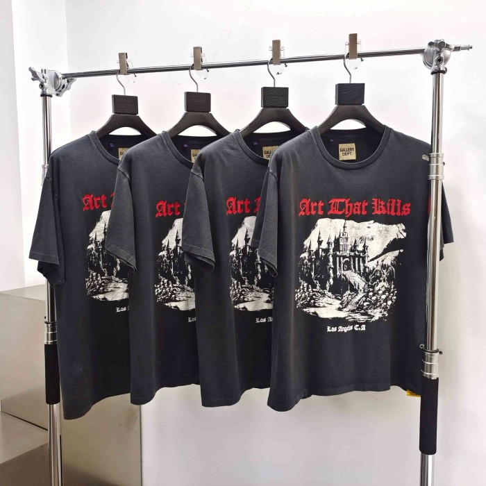 [Big & Tall for weights up to 220 lbs]1:1 quality version Skull Castle Black Print Washed Tee 29213964