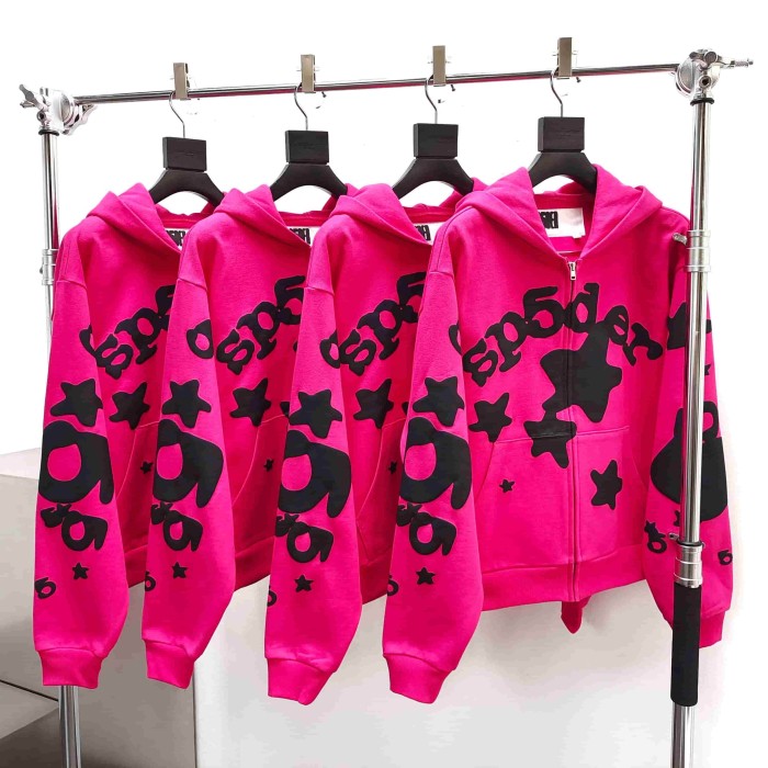 [Big & Tall for weights up to 220 lbs]1:1 quality version Black Star Magenta Zip Up Hoodie & Shorts Set 29204990