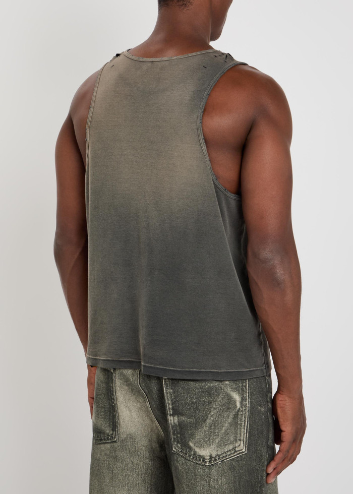 [Big & Tall for weights up to 220 lbs]1:1 quality version White Spray Letter Black Print Washed Tank Top 29213961