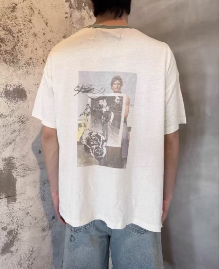 [Big & Tall for weights up to 220 lbs]1:1 quality version Double Horse Green Collar Beige Print Washed Tee 29213969