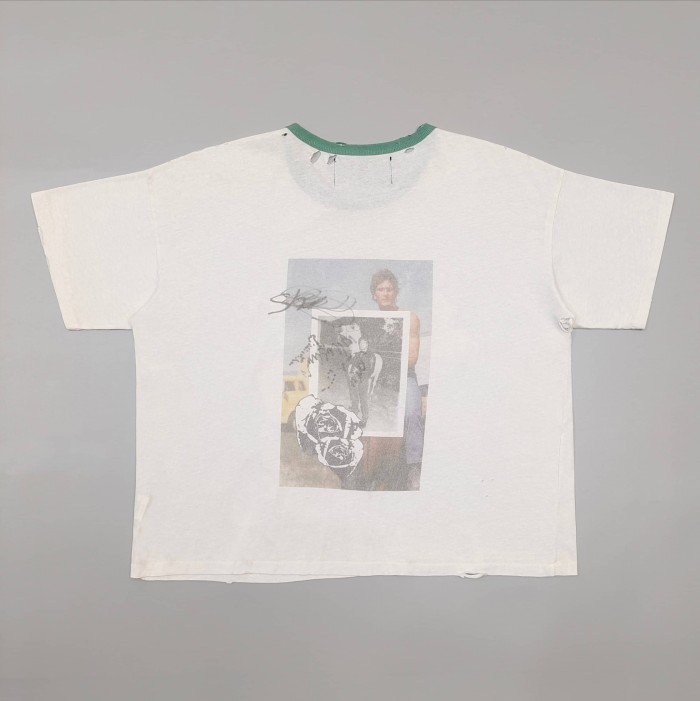 [Big & Tall for weights up to 220 lbs]1:1 quality version Double Horse Green Collar Beige Print Washed Tee 29213969
