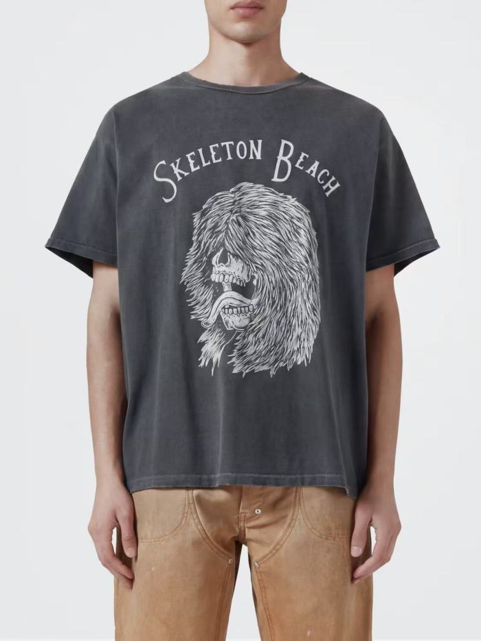 [Big & Tall for weights up to 220 lbs]1:1 quality version Long Haired Lion Black Print Washed Tee 29213966