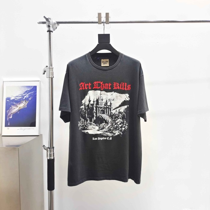 [Big & Tall for weights up to 220 lbs]1:1 quality version Skull Castle Black Print Washed Tee 29213964