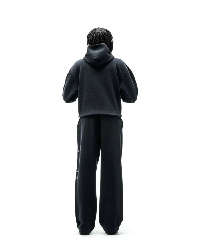 [Big & Tall for weights up to 220 lbs]1:1 quality version Yellow Letter Embroidered Black Hoodie & Pants Set 29204993