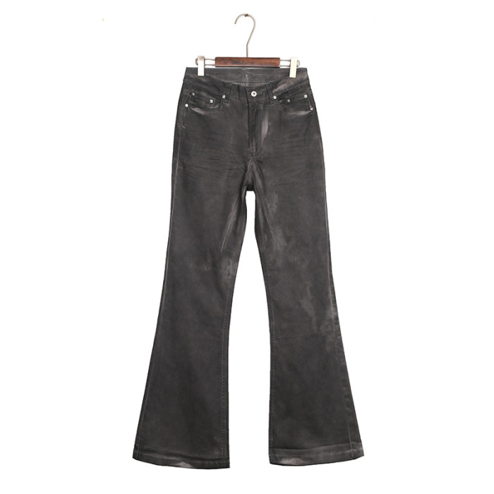 1:1 quality version Washed Gray Hand Brushed Flare Jeans 29214043