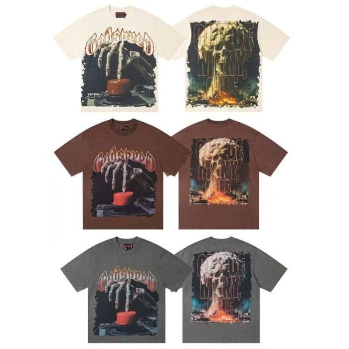Skeleton Hand Detonator Button Printed Washed Tee 3 colors 29204974