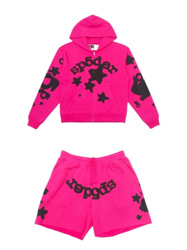 [Big & Tall for weights up to 220 lbs]1:1 quality version Black Star Magenta Zip Up Hoodie & Shorts Set 29204990