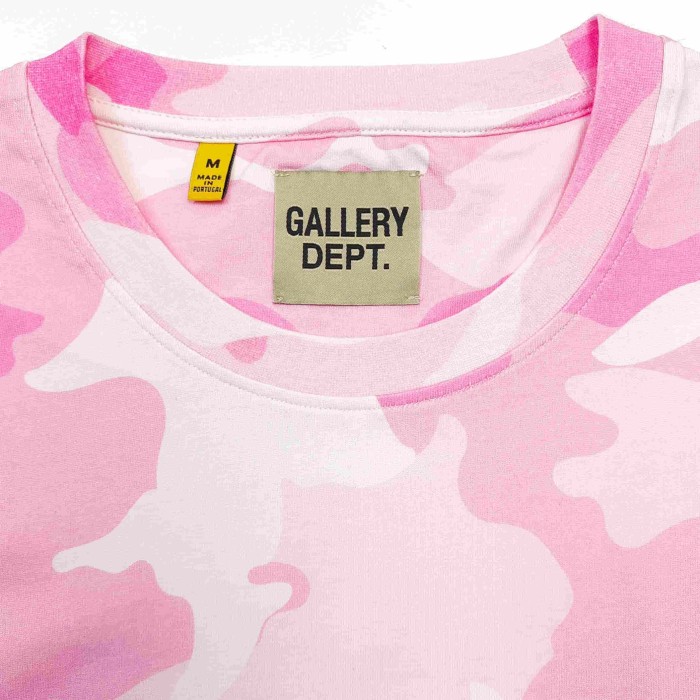 [Big & Tall for weights up to 220 lbs]1:1 quality version Pink Camo Vertical French Text Print Washed Tee 29213963