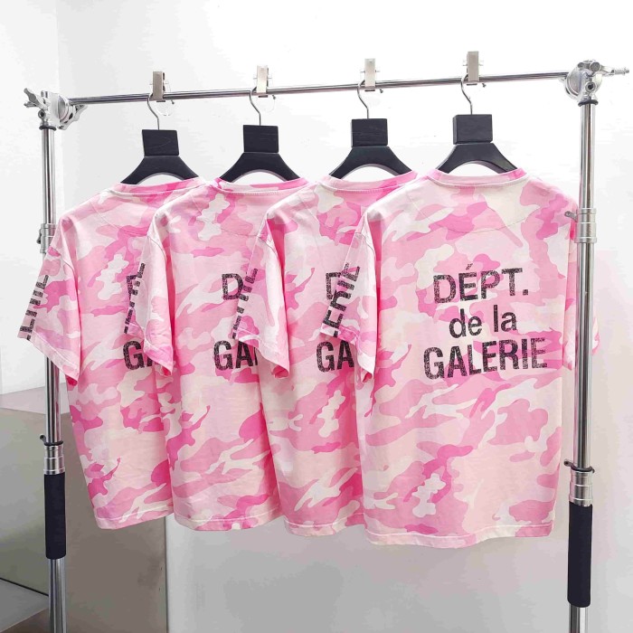 [Big & Tall for weights up to 220 lbs]1:1 quality version Pink Camo Vertical French Text Print Washed Tee 29213963